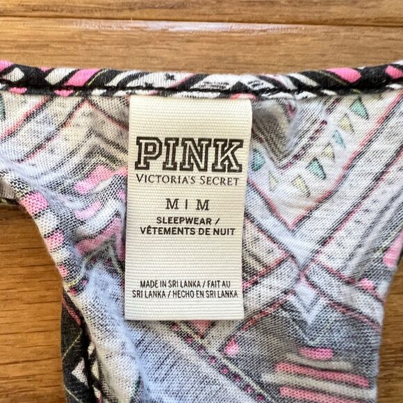 PINK Victoria's Secret Sleepwear Tank Top Size M Tribal Aztec Print Racerback - Picture 3 of 7